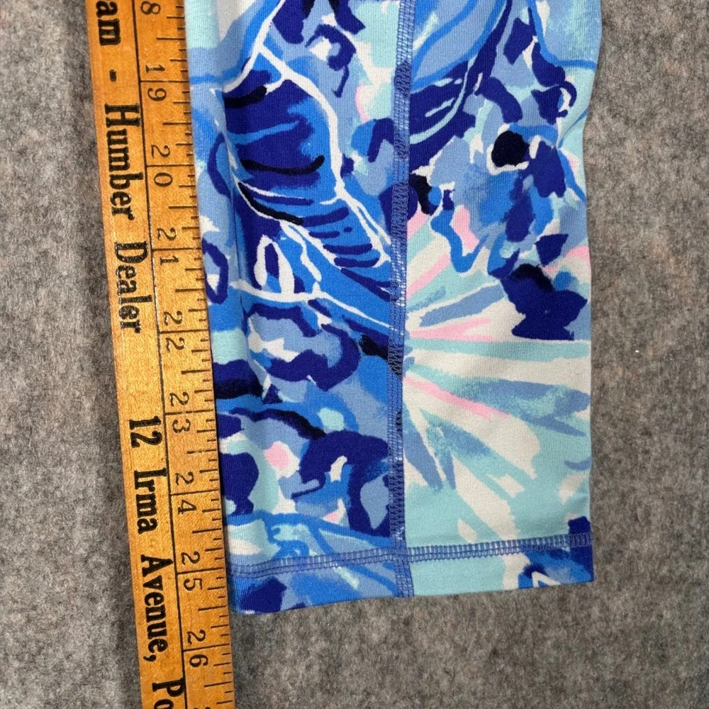 Lilly Pulitzer Luxletic Weekender High Rise Leggings Womens L Blue Floral 002143